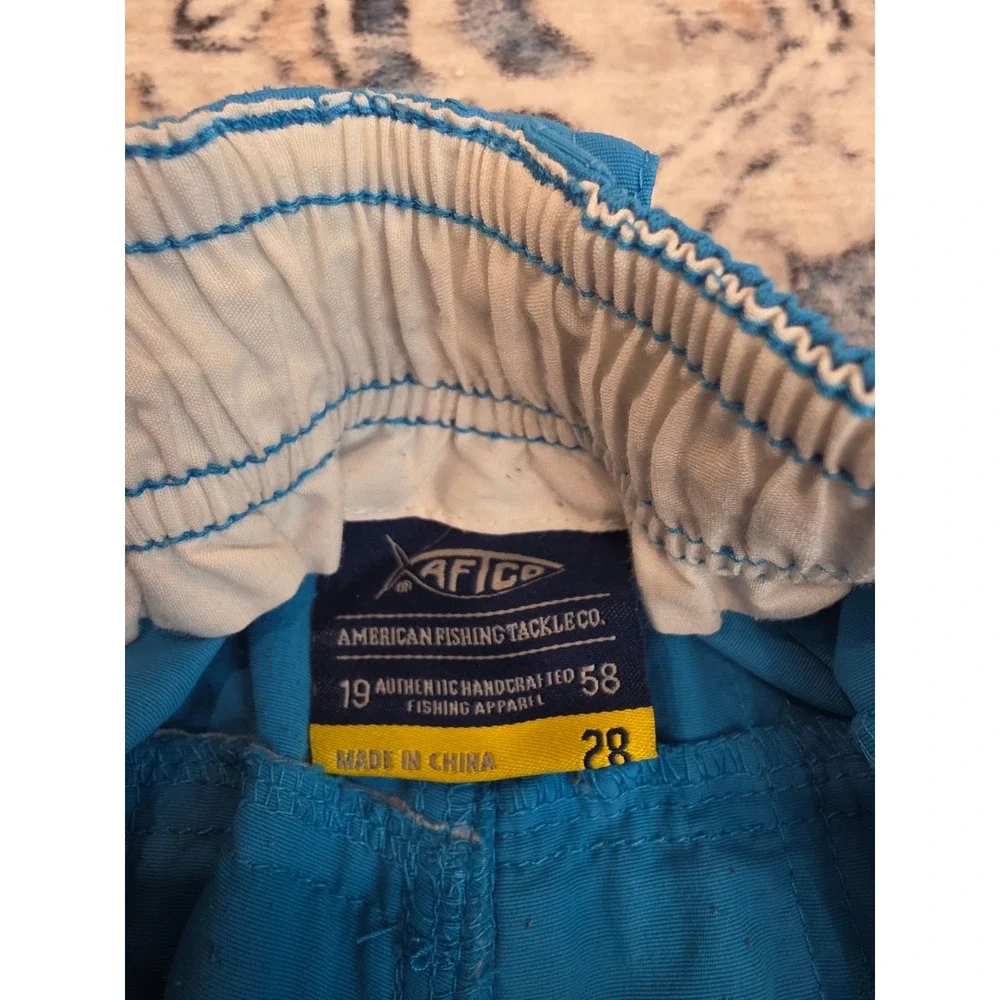 AFTCO Men's Size 28 The Original Fishing Shorts in Light‎ Blue Pockets Boating